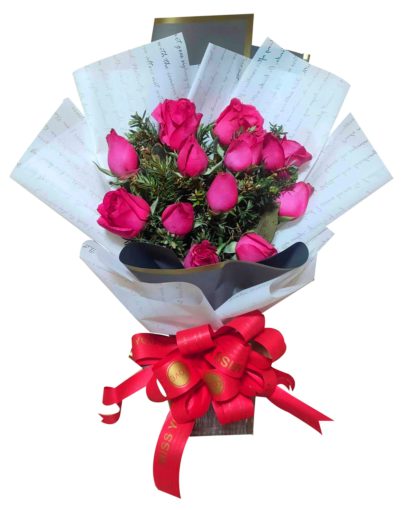 12 Pink Roses Bouquet Send To Manila Philippines 4872