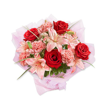 Red Roses,Pink Carnations and 3 Stems Perfume Pink lilies Send to Manila Philippines