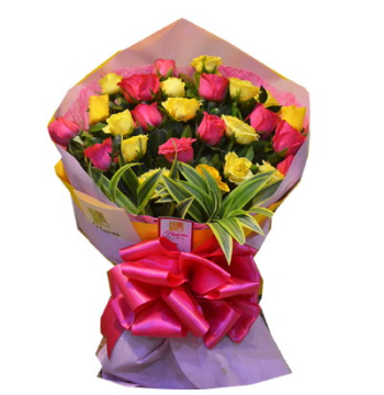 24 Yellow & Red Roses Bouquet