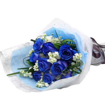 12 Blue Roses Bouquet