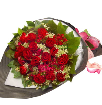 24 Red Roses Bouquet with Greenery