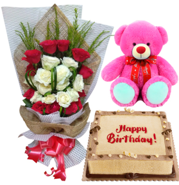 buy red white roses with bear in manila