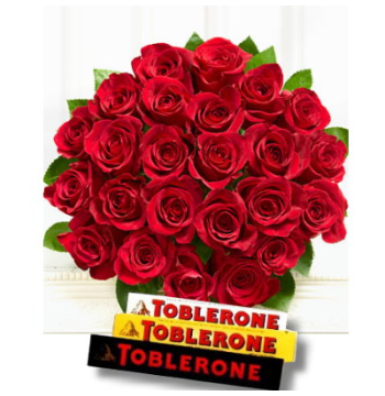 24 Red Roses with Toblerone Chocolate