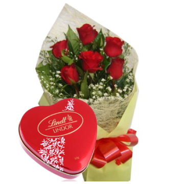 6 Red Roses with Lindt Chocolate