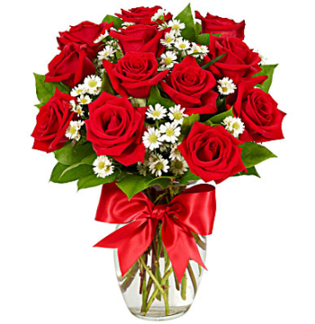 12 Luxury Red Roses Vase Send to Manila Philippines