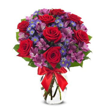 One Dozen Red Roses with Alstroemeria and Monte Casino Send to Manila Philippines