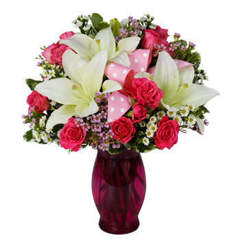 Pink Spray Roses,White lilies and Pink Wax flowers Send to Manila Philippines