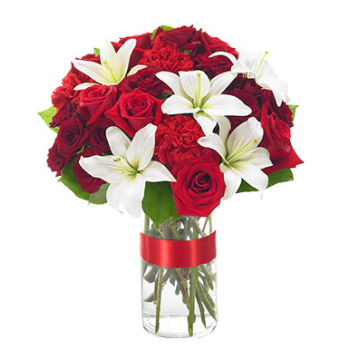 Red Roses and White lilies Send to Manila Philippines