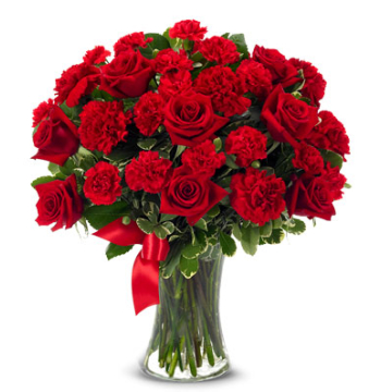 12 Red Roses with Red Carnation Send to Manila Philippines