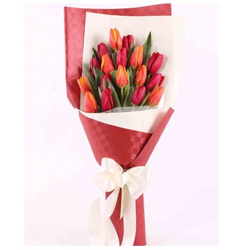 12 Red-Orange Tulips Send to Manila Philippines