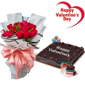 Send Valentines Gift to Manila - Flowers with Cake