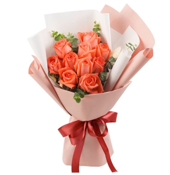 12 Orange Roses Bouquet