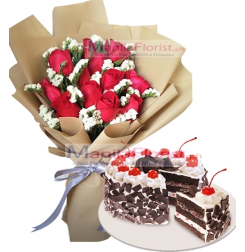 Valentines Gift Delivery Manila - Roses with Cake