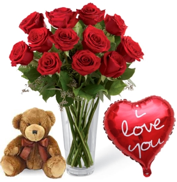 buy roses vase balloon bear in manila