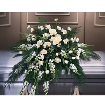 Glorious White Casket Spray Send to Manila Philippines