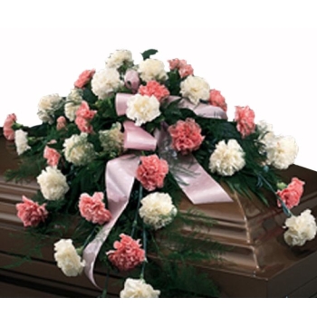 Cascading Pinks and Whites Casket Spray Send to Manila Philippines