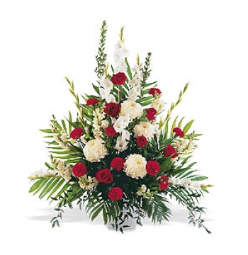 Red and White Spray Arrangement Send to Manila Philippines