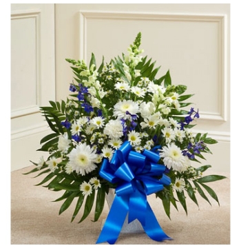 Deepest Condolences Blue and White Flowers Delivery to Manila Philippines