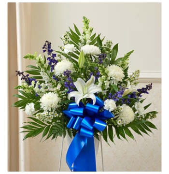 Deepest Sympathies Blue and White Flowers Delivery to Manila Philippines