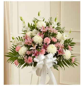 Funeral Sympathies Pink & White Arrangement Delivery to Manila Philippines