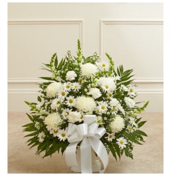 Heartfelt Tribute White Floor Basket Delivery to Manila Philippines