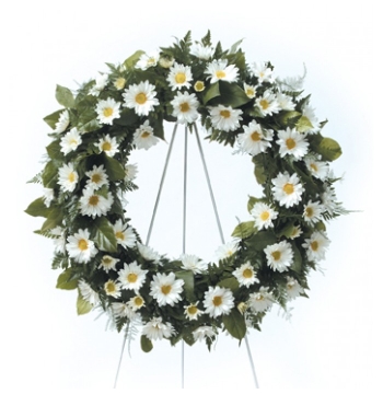 White Daisy Sympathy Wreath Send to Manila Philippines