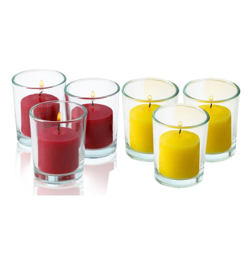 6 piece candles in glass vase