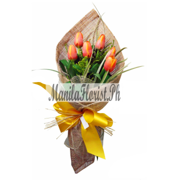 online 6 piece orange tulips manila