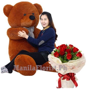 rose bouquet with bear