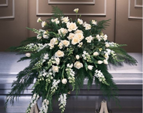 Glorious White Casket Spray Send to Manila Philippines