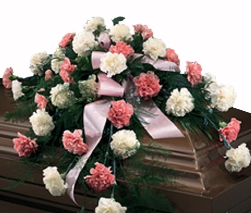 Cascading Pinks and Whites Casket Spray Send to Manila Philippines