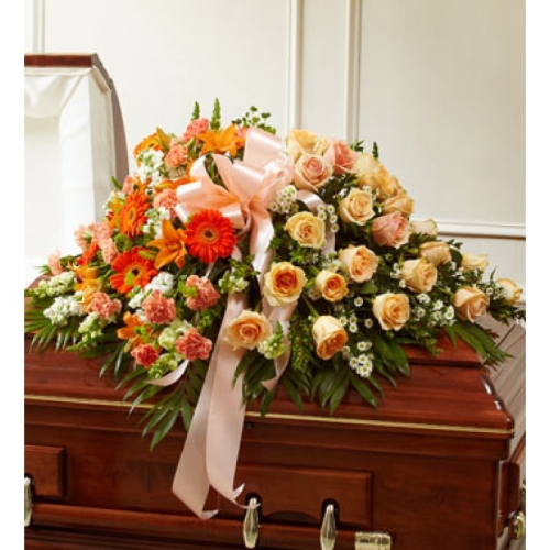 Peach & Orange Colors Casket Spray Send to Manila Philippines