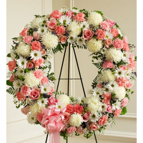 Pink and White Wreath Send to Manila Philippines