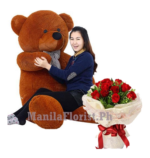 rose bouquet with bear