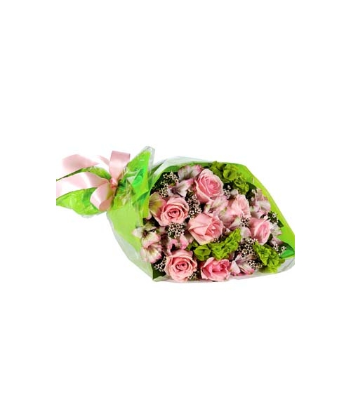 Pink Roses and Pink Alstroemeria with Pink Waxflower Send to Manila Philippines