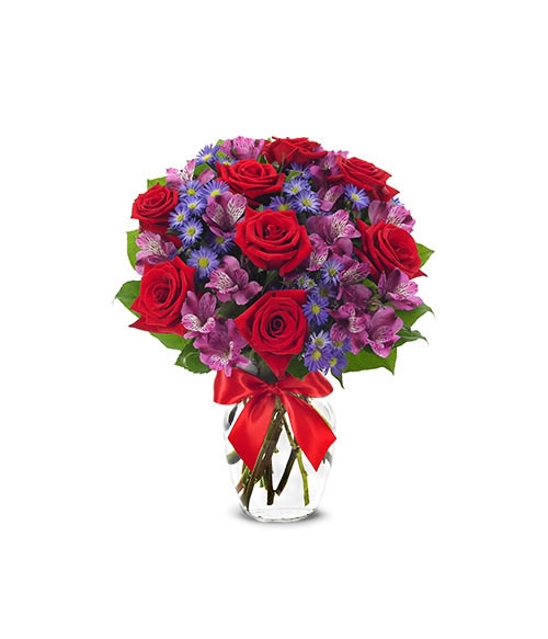 One Dozen Red Roses with Alstroemeria and Monte Casino Send to Manila Philippines