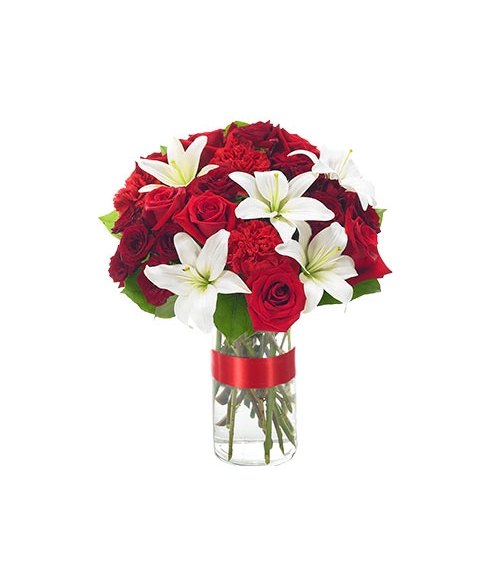 Red Roses and White lilies Send to Manila Philippines