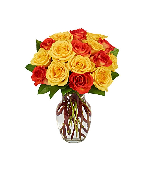 2 Dozen Yellow & Orange Rose Bouquet Send to Manila Philippines