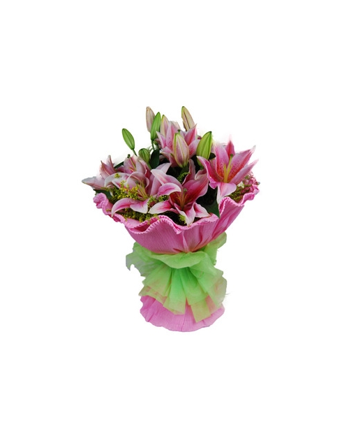 6 Pink Perfume lilies Bouquet Send to Manila Philippines