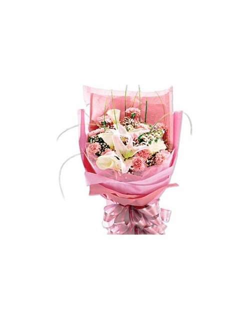 3 Pink lilies with12 Pink Carnations Send to Manila Philippines