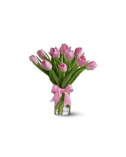 Pink Tulip with Vase Send to Manila Philippines