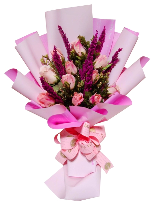 Valentines 24 Pink Roses Bouquet Delivery Manila