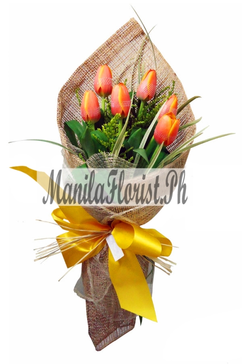 online 6 piece orange tulips manila