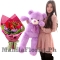 red rose bouquet with giant teddy bear